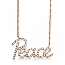 "Peace" Diamond Pendant Necklace 14k Rose Gold (0.50ct)