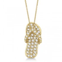 Lab Grown Diamond Flip Flop Pendant Necklace 14k Yellow Gold (0.50ct)
