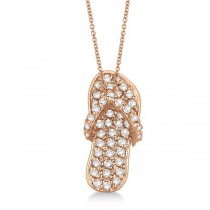 Diamond Flip Flop Pendant Necklace 14k Rose Gold (0.50ct)