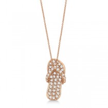 Diamond Flip Flop Pendant Necklace 14k Rose Gold (0.50ct)