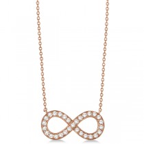 Pave Diamond Infinity Twist Pendant Necklace 14k Rose Gold (1.02ct)