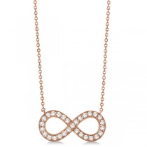 Pave Diamond Infinity Twist Pendant Necklace 14k Rose Gold (0.37ct)