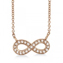 Pave-Set Diamond Infinity Pendant Necklace 14K Rose Gold (0.20ct)