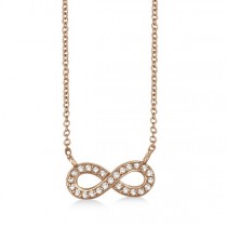 Pave-Set Diamond Infinity Pendant Necklace 14K Rose Gold (0.20ct)