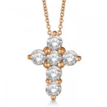 Prong Set Round Diamond Cross Pendant Necklace 14k Yellow Gold (1.30ct)