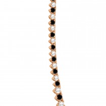 Graduated Eternity Black & White Diamond Tennis Necklace 14k Rose Gold (5.25ct)
