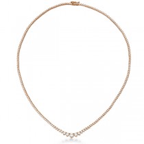 Graduated Eternity Diamond Tennis Necklace 14k Rose Gold (5.25ct)