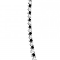 Graduated Eternity Black & White Diamond Tennis Necklace 14k White Gold (5.25ct)