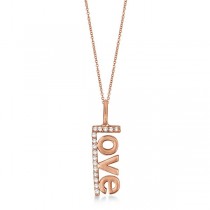 "Love" Spelled Out Diamond Pendant Necklace 14k Rose Gold (0.10ct)
