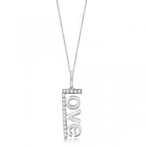 "Love" Spelled Out Diamond Pendant Necklace 14k White Gold (0.10ct)