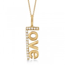 "Love" Spelled Out Diamond Pendant Necklace 14k Yellow Gold (0.10ct)