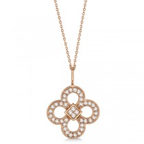 Four Leaf Clover Diamond Pendant Necklace 14K Rose Gold (0.37ct)