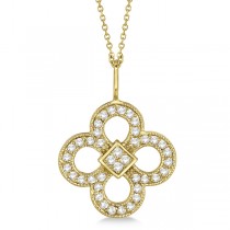 Four Leaf Clover Diamond Pendant Necklace 14K Yellow Gold (0.37ct)