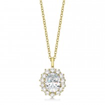 Oval Moissanite and Diamond Pendant Necklace 14k Yellow Gold (3.60ctw)