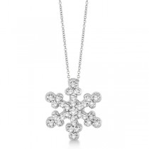 Snowflake Shaped Diamond Pendant Necklace 14k White Gold (0.25ct)