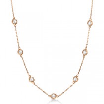 Diamond Station Seven Stone Bezel-Set Necklace 14k Rose Gold (2.00ct)