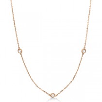 Diamond Station Three Stone Bezel-Set Necklace 14k Rose Gold (0.50ct)