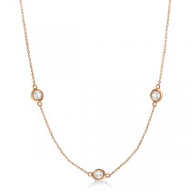 Diamond Station Three Stone Bezel-Set Necklace 14k Rose Gold (1.50ct)