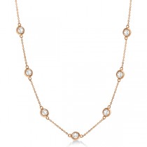 Diamond Station Seven Stone Bezel-Set Necklace 14k Rose Gold (3.00ct)