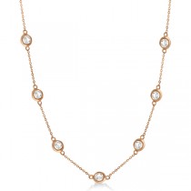 Diamond Station Seven Stone Bezel-Set Necklace 14k Rose Gold (4.00ct)