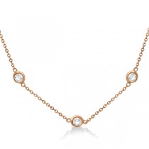 Diamond Station Seven Stone Bezel-Set Necklace 14k Rose Gold (4.00ct)