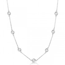 Diamond Station Seven Stone Bezel-Set Necklace 14k White Gold (2.00ct)