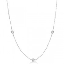 Diamond Station Three Stone Bezel-Set Necklace 14k White Gold (0.50ct)