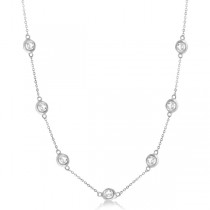 Diamond Station Seven Stone Bezel-Set Necklace 14k White Gold (4.00ct)