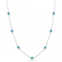 Fancy Blue Diamond Station Necklace 14K White Gold (0.15ct)