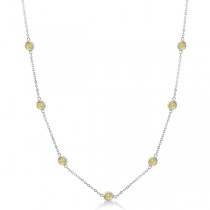Fancy Yellow Diamond Station Necklace 14K White Gold (0.15ct)