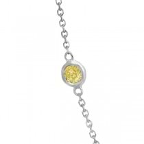 Fancy Yellow Diamond Station Necklace 14K White Gold (0.15ct)