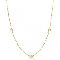 Diamond Station Three Stone Bezel-Set Necklace 14k Yellow Gold (0.50ct)