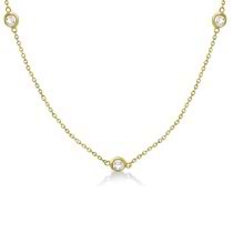 Diamond Station Three Stone Bezel-Set Necklace 14k Yellow Gold (0.50ct)