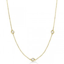Diamond Station Three Stone Bezel-Set Necklace 14k Yellow Gold (0.75ct)
