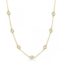 Lab Grown Diamond Station Seven Stone Bezel-Set Necklace 14k Yellow Gold (3.00ct)
