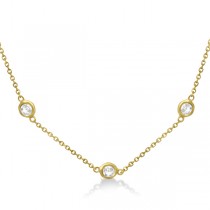 Lab Grown Diamond Station Seven Stone Bezel-Set Necklace 14k Yellow Gold (3.00ct)