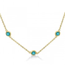 Fancy Blue Diamond Station Necklace 14K Yellow Gold (0.15ct)