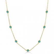 Fancy Blue Diamond Station Necklace 14K Yellow Gold (0.25ct)