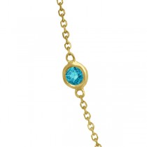 Fancy Blue Diamond Station Necklace 14K Yellow Gold (0.76ct)