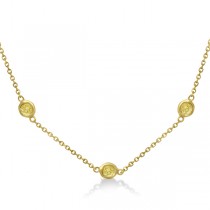 Fancy Yellow Diamond Station Necklace 14K Yellow Gold (0.76ct)