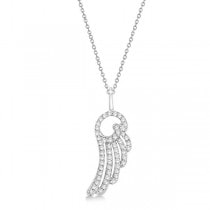 Diamond Angel Wing Pendant Necklace 14k White Gold (0.28ct)