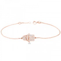 Diamond Hamsa Chain Bracelet 14k Rose Gold (0.16ct)