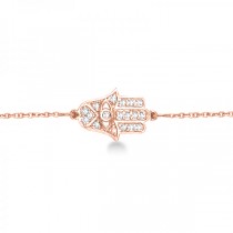 Diamond Hamsa Chain Bracelet 14k Rose Gold (0.16ct)