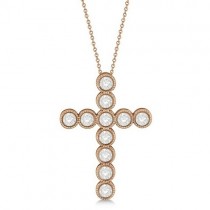 Diamond Cross Pendant Necklace 14k Rose Gold (0.34ct)
