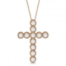 Diamond Cross Pendant Necklace 14k Rose Gold (0.54ct)