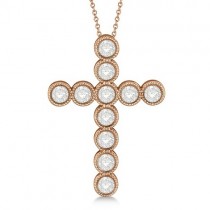 Diamond Cross Pendant Necklace 14k Rose Gold (1.57ct)