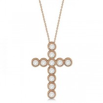 Diamond Cross Pendant Necklace 14k Rose Gold (1.57ct)