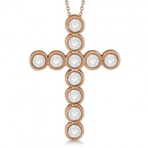 Diamond Cross Pendant Necklace 14k Rose Gold (2.20ct)