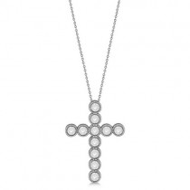 Diamond Cross Pendant Necklace 14k White Gold (0.34ct)