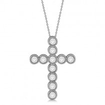 Diamond Cross Pendant Necklace 14k White Gold (2.20ct)